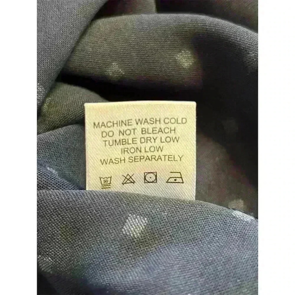 Women's V-Neck Textured Dot Blouse Lace Trim Puff Sleeve Blue S - Picture 11 of 13